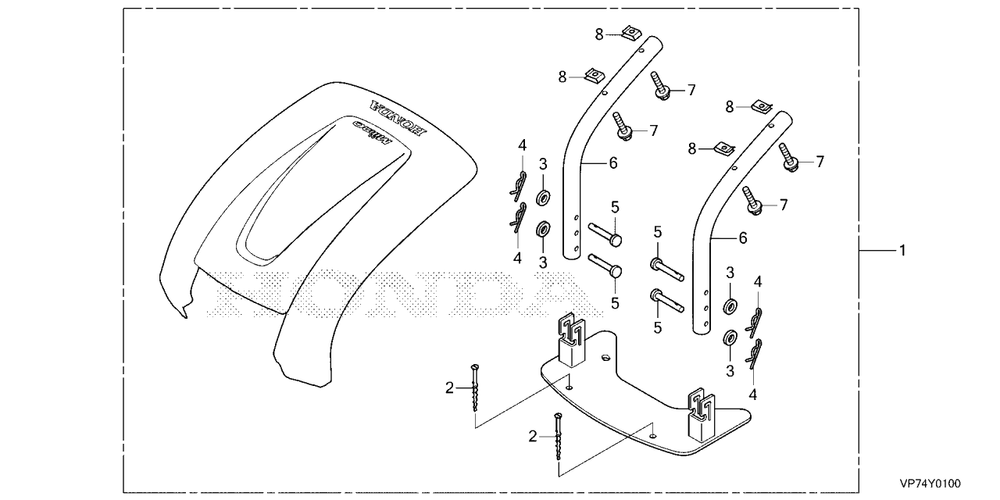 Station Roof Diagram and Parts List for HRM310K2 (Type  EAA)(MBEF-2015063 - 9999999) Honda Lawn Mower