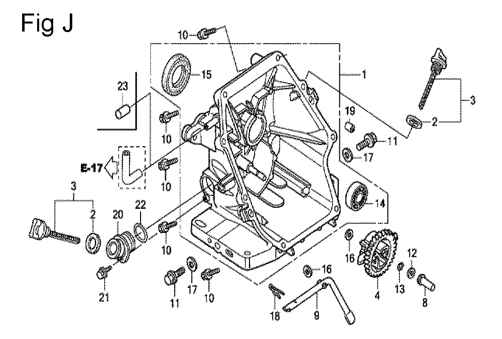Fig-10 Diagram and Parts List for GC160A Type QDE Honda Engine