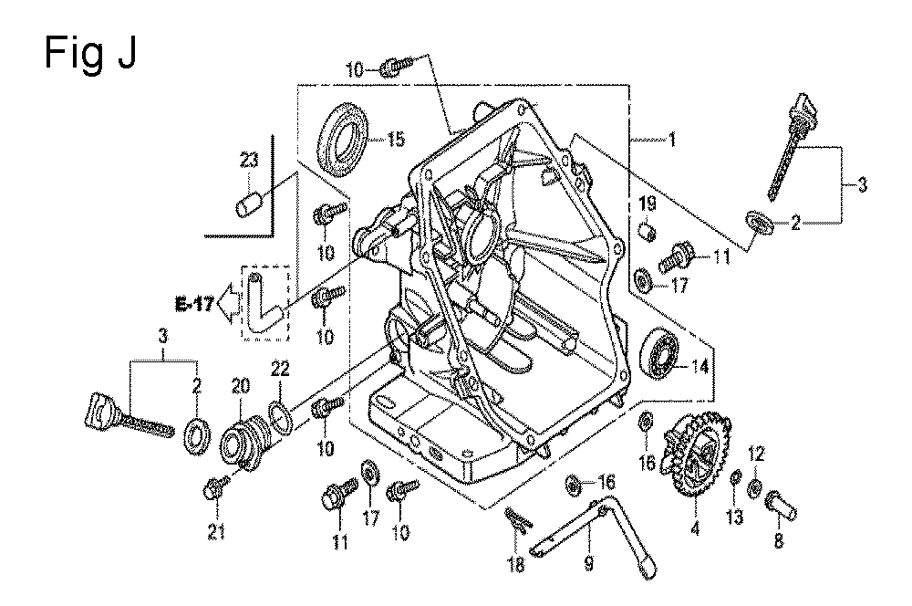 Fig-10 Diagram and Parts List for GC160 Type SHE5 Honda Engine