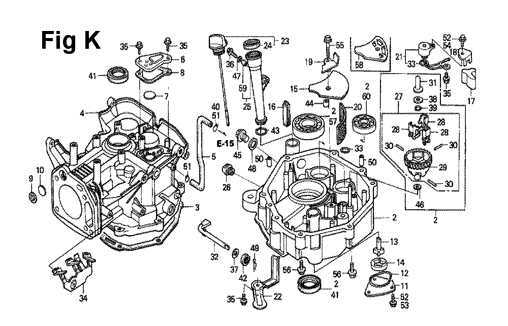 Fig-9 Diagram and Parts List for GXV270 Type DN Honda Engine