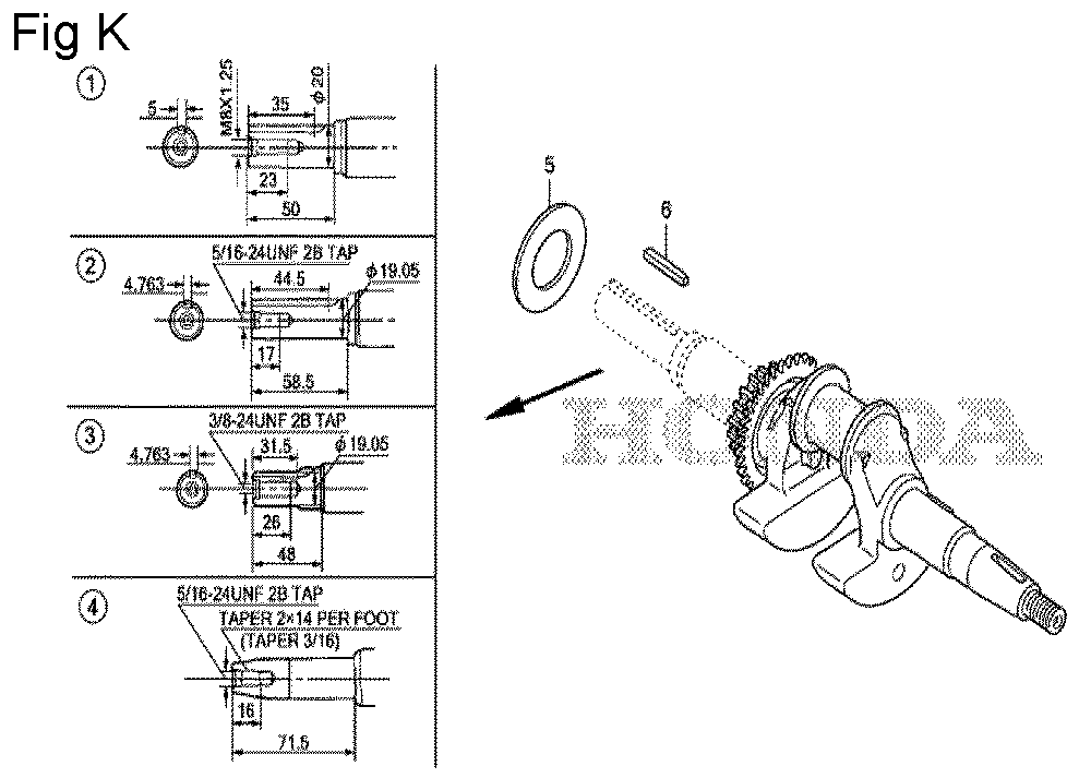 Fig-11 Diagram and Parts List for GS190A Type QBA Honda Engine