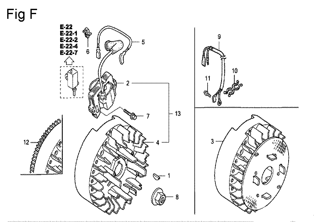 Fig-6 Diagram and Parts List for GC160 Type QHET Honda Engine
