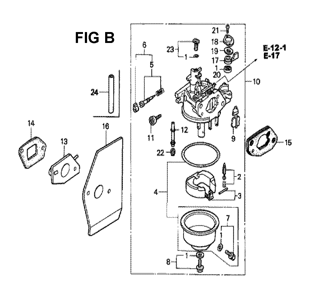 Fig-1 Diagram and Parts List for GXV160 Type N6 Honda Engine