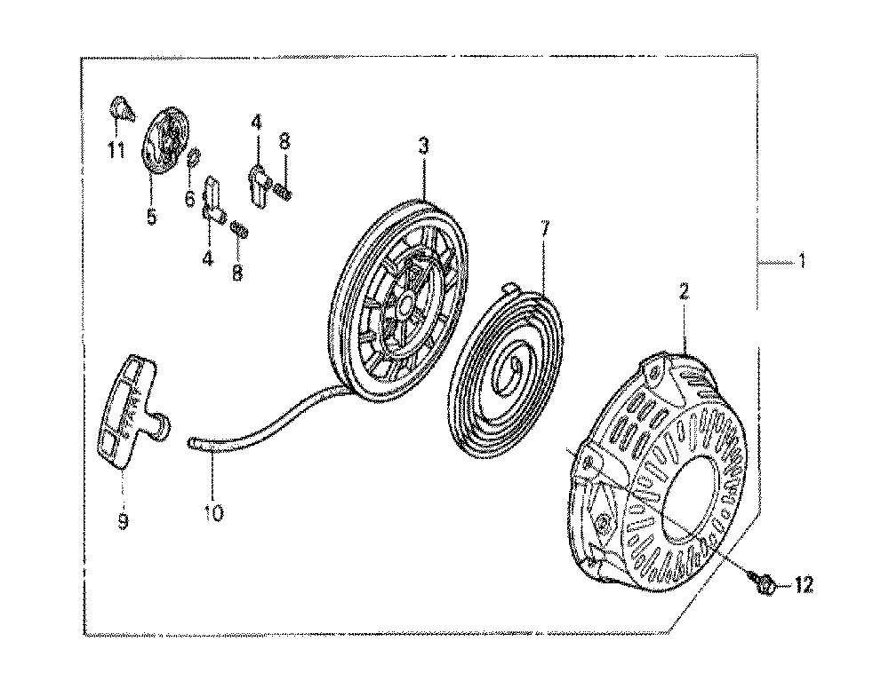 Fig-0 Diagram and Parts List for GX120K1 Type QXBR Honda Engine
