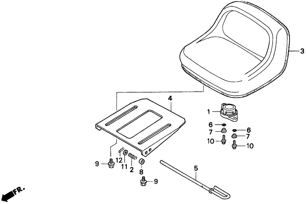 Seat Diagram and Parts List for H1011R (Type  SA)(MZAW-6000001 - 6100000) Honda Lawn Mower