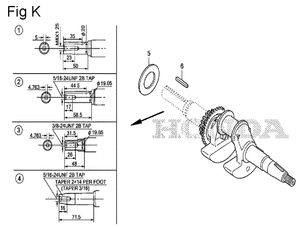 Fig-11 Diagram and Parts List for GS190A Type QBE Honda Engine