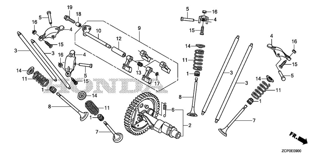 Camshaft Diagram and Parts List for GX630RHX (Type TDCC)(GCAMH-2000001-9999999) Honda Engine