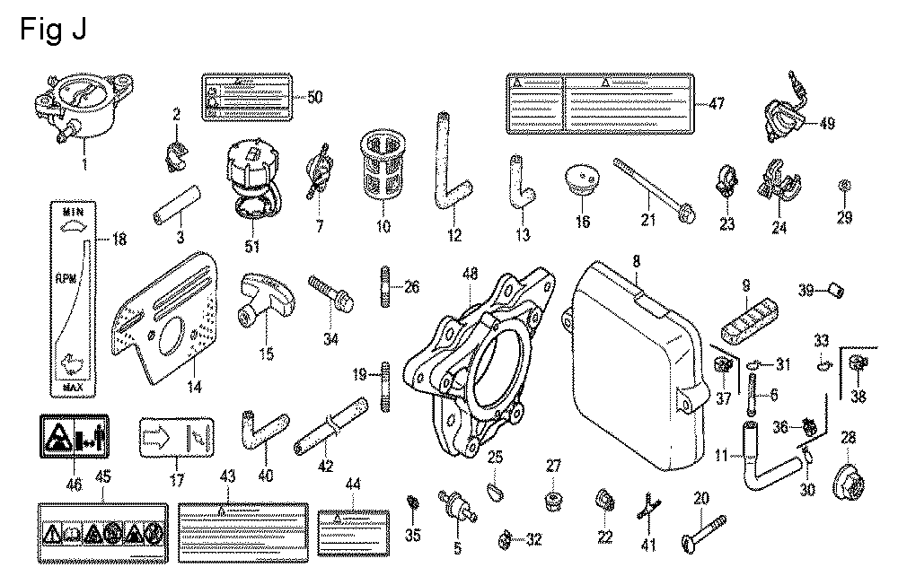 Fig-10 Diagram and Parts List for GX100U Type BE14 Honda Engine