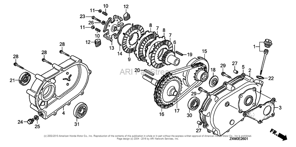 Reduction (2) Diagram and Parts List for GX160RT1 (typeRHG4)(GCAFT-1000001) Honda Engine