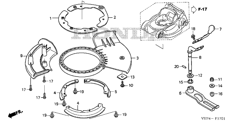 Shutter Diagram and Parts List for HRX217K6 (Type  HYA)(MAMA-1000001 - 9999999) Honda Lawn Mower