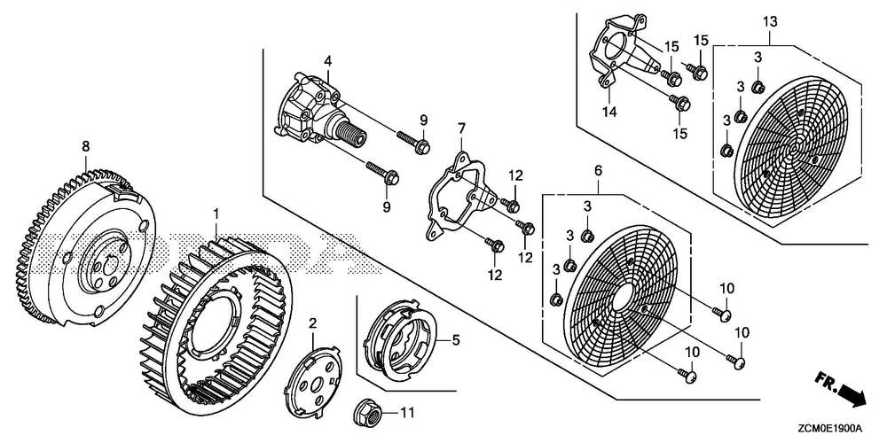 Flywheel Diagram and Parts List for GX690RH (Type TXFC)(GCAPH-2000001-9999999) Honda Engine
