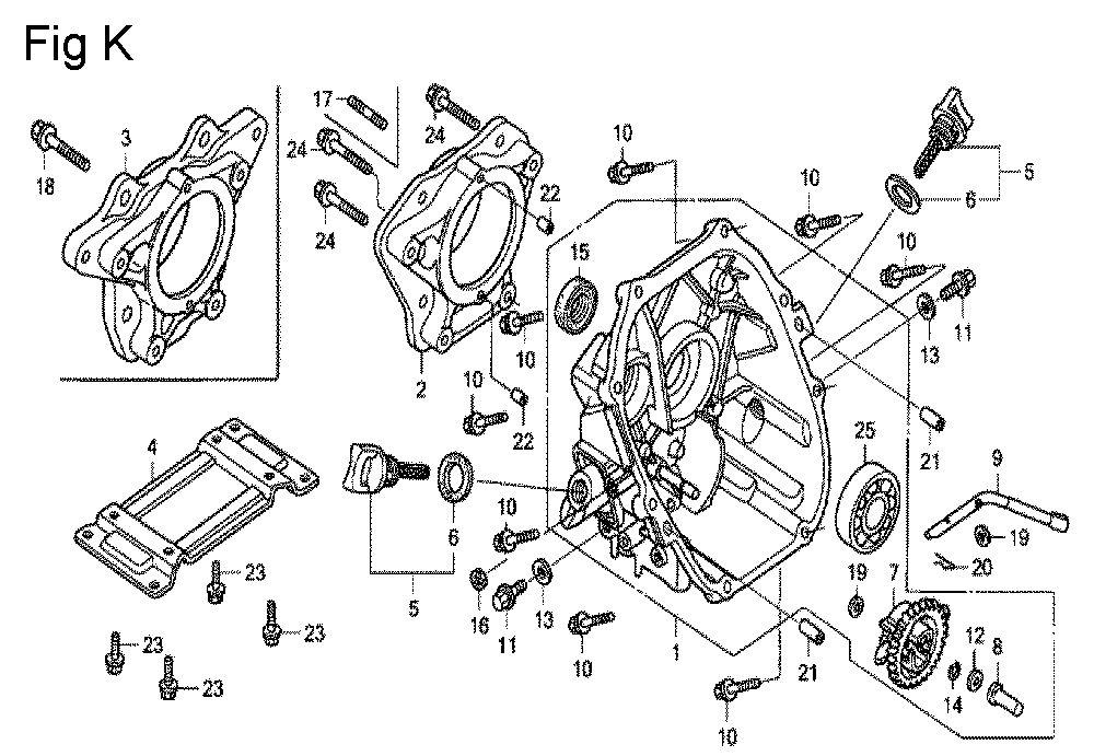 Fig-11 Diagram and Parts List for GX100U Type KRW2 Honda Engine
