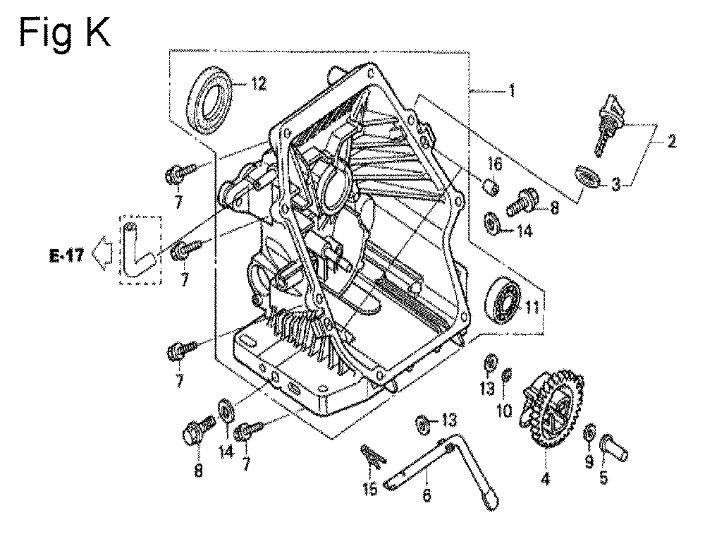 Fig-11 Diagram and Parts List for GS190A Type VXE Honda Engine
