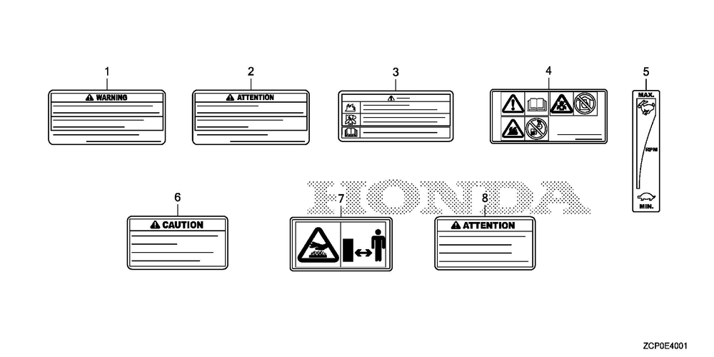 Other Parts (Label) Diagram and Parts List for GX630RHX (Type TDCC)(GCAMH-2000001-9999999) Honda Engine