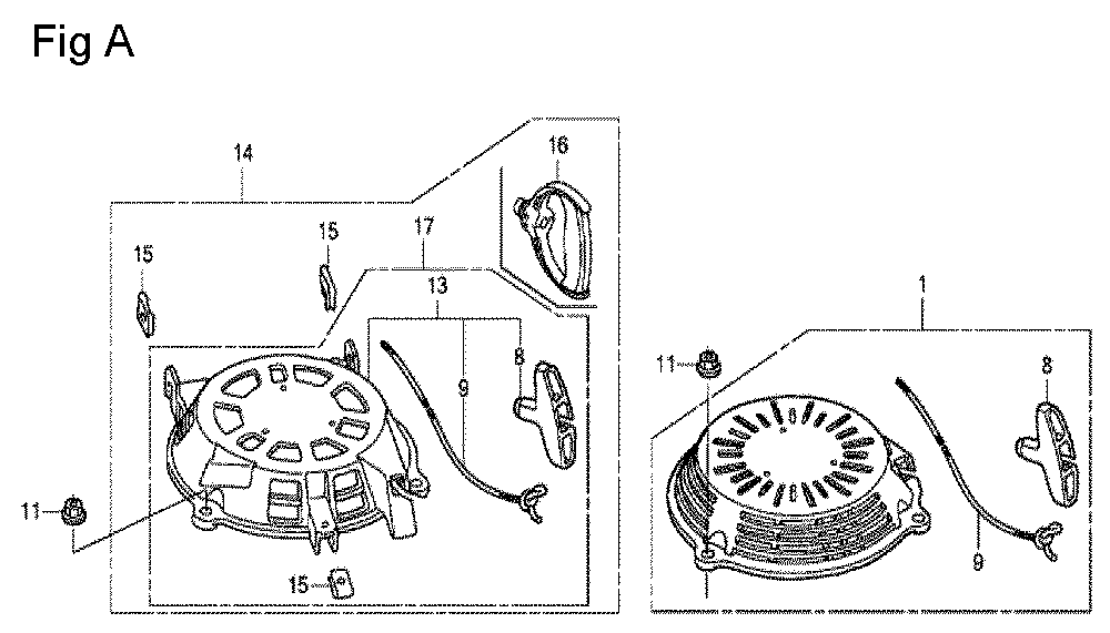 Fig-1 Diagram and Parts List for GCV160A Type S3A Honda Engine