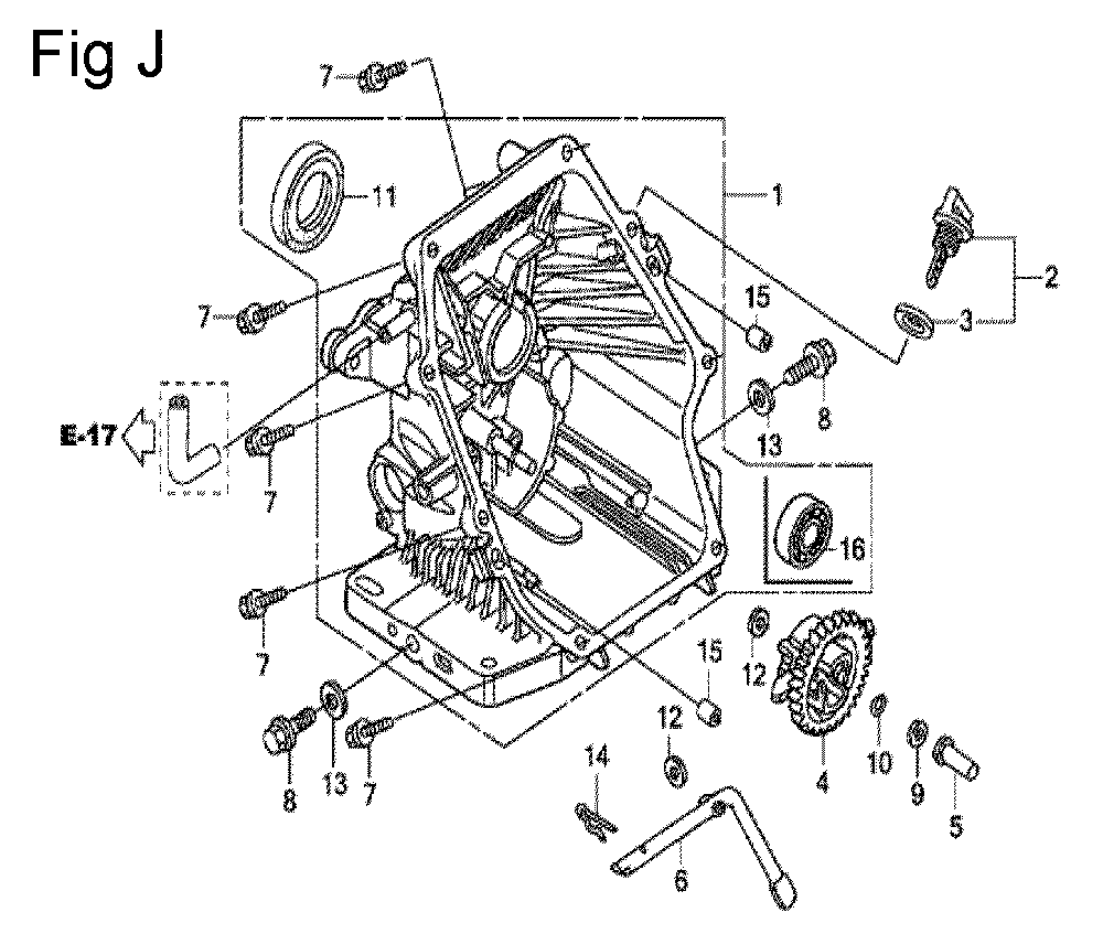 Fig-10 Diagram and Parts List for GC190LA Type VBAF Honda Engine