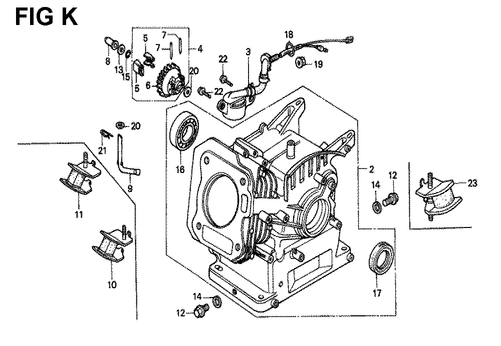 Fig-11 Diagram and Parts List for GX120K1 Type QA26 Honda Engine