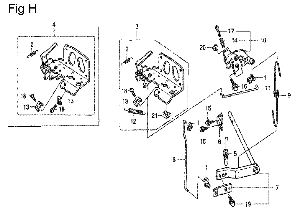 Fig-8 Diagram and Parts List for GCV530 Type DXA Honda Engine