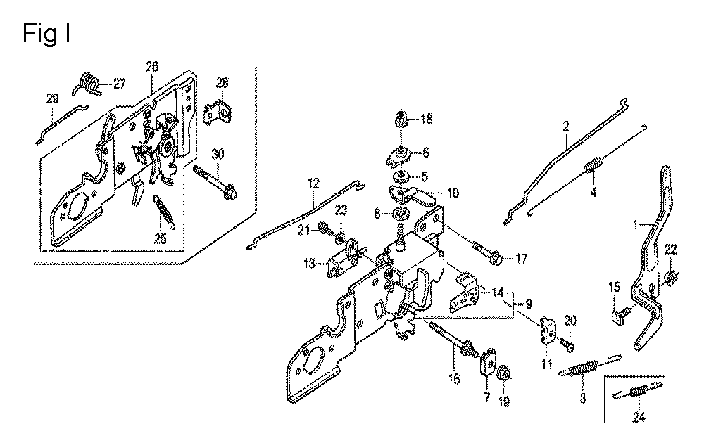 Fig-9 Diagram and Parts List for GCV190LA Type N1A Honda Engine