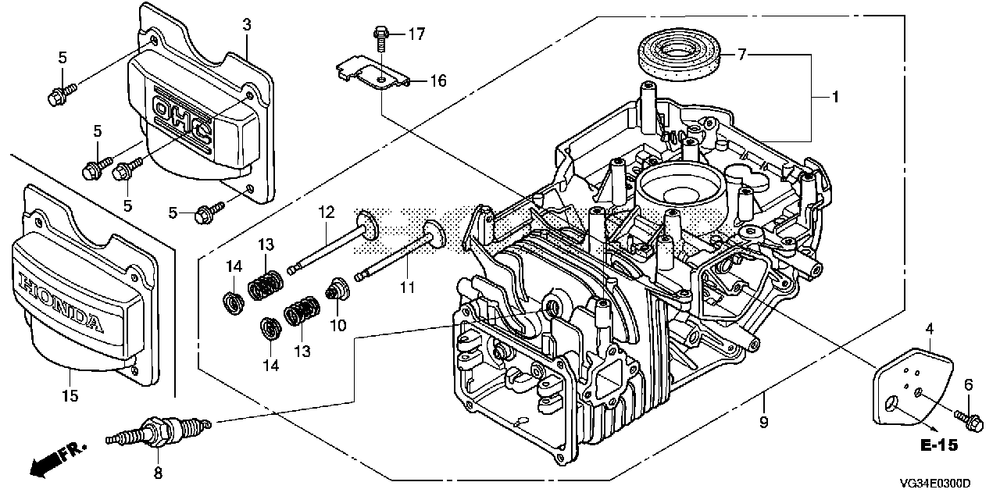 Cylinder Barrel Diagram and Parts List for HRS216K6 (Type  VKAA)(MZBZ-1000001 - 9999999) Honda Lawn Mower