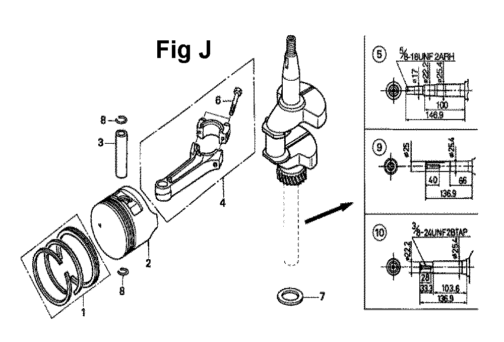 Fig-9 Diagram and Parts List for GXV160A1 Type A1AS Honda Engine