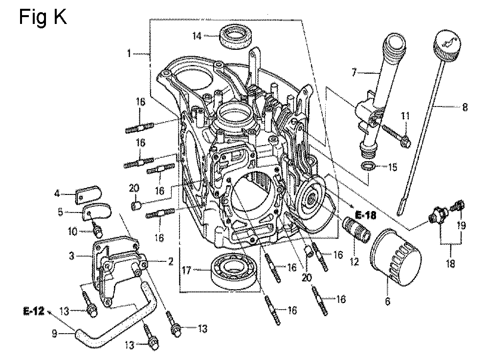 Fig-11 Diagram and Parts List for GCV530 Type QEA3 Honda Engine