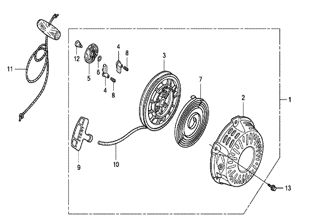 Fig-0 Diagram and Parts List for GX120K1 Type QA26 Honda Engine