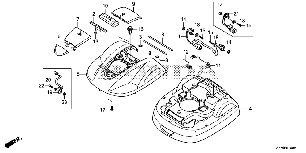 Cover Diagram and Parts List for HRM310K1 (Type  EAA)(MBEF-2004274 - 9999999) Honda Lawn Mower