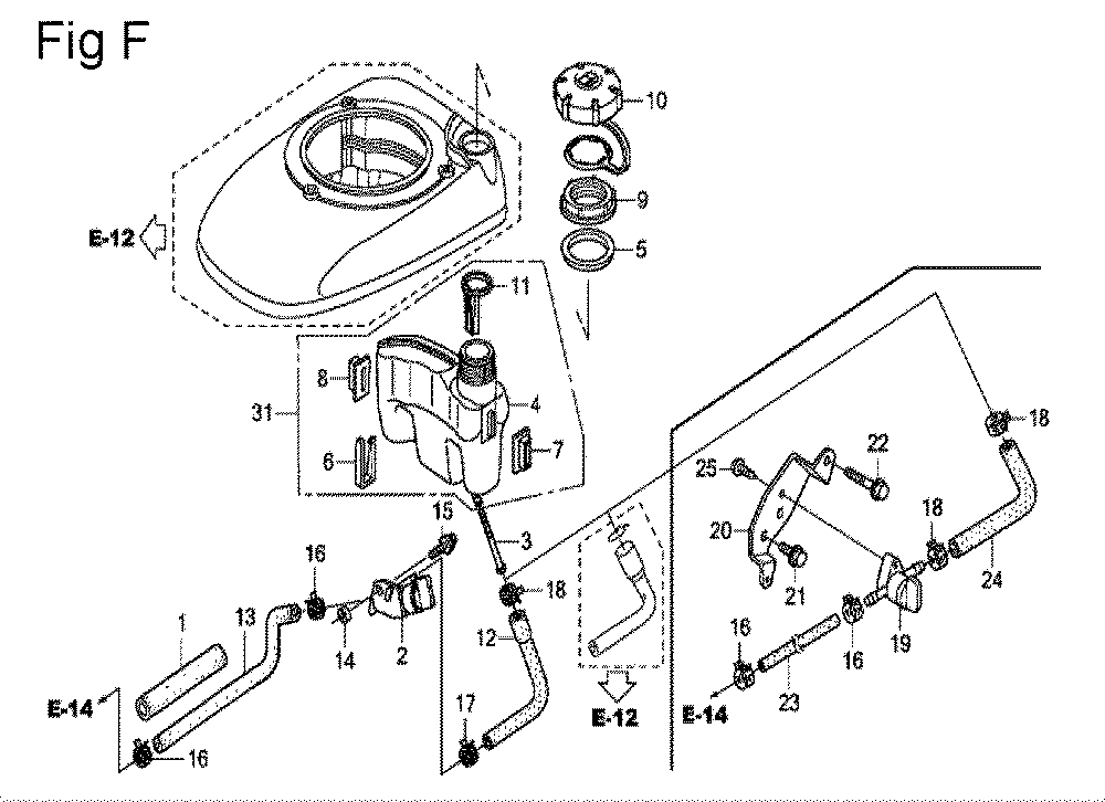Fig-6 Diagram and Parts List for GSV190A Type N1G7 Honda Engine
