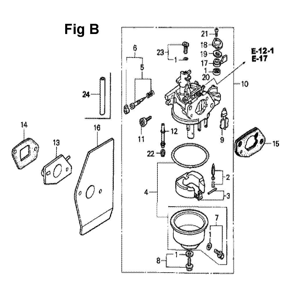 Fig-2 Diagram and Parts List for GXV160 Type N1E2 Honda Engine