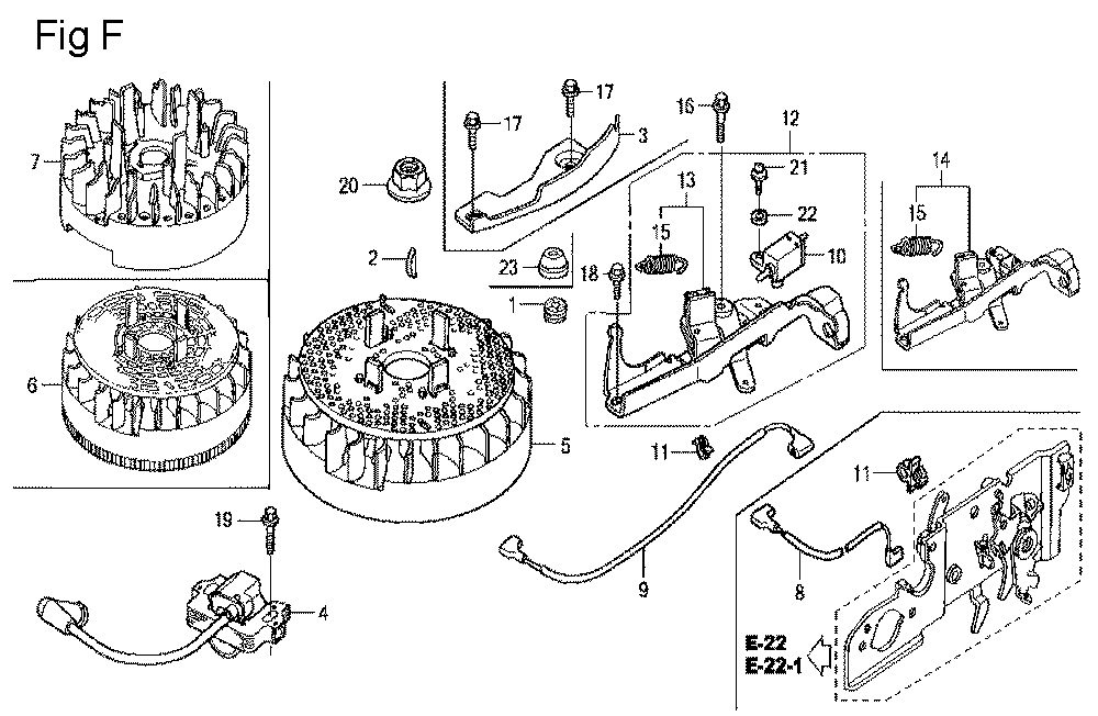 Fig-6 Diagram and Parts List for GCV160LA Type A1AF Honda Engine