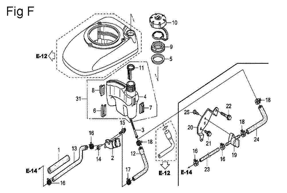 Fig-6 Diagram and Parts List for GSV190A Type S3TE Honda Engine
