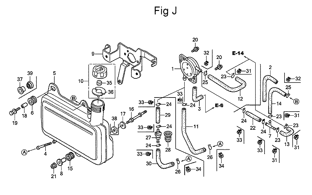 Fig-10 Diagram and Parts List for GC160 Type PHA Honda Engine