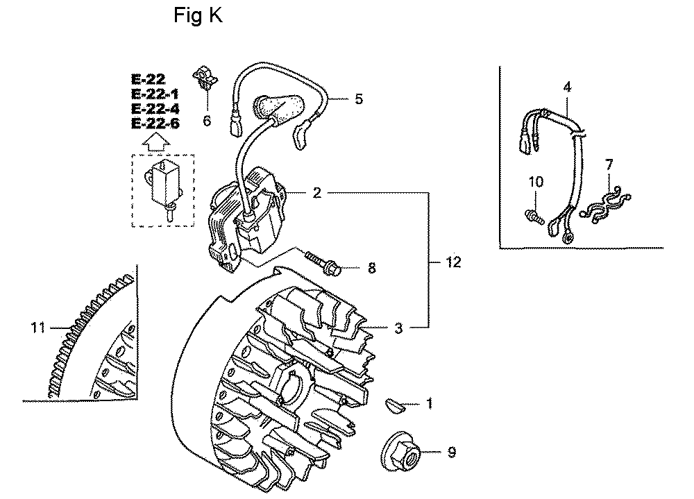 Fig-11 Diagram and Parts List for GC190A Type QHAD Honda Engine