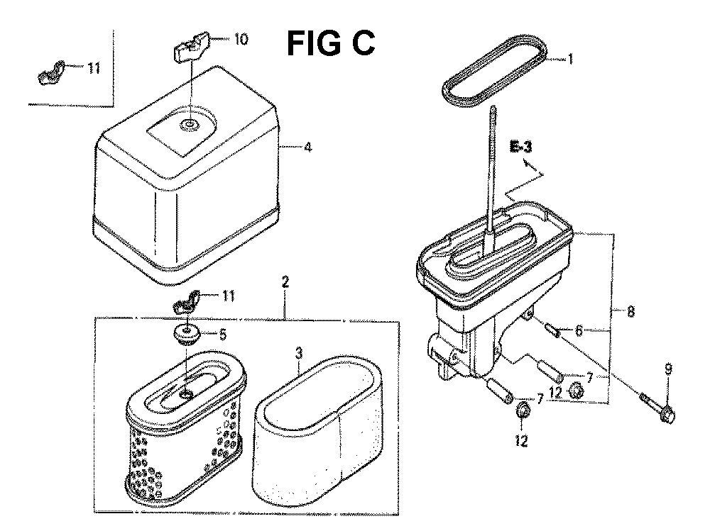 Fig-3 Diagram and Parts List for GXV340K2 Type DP26 Honda Engine