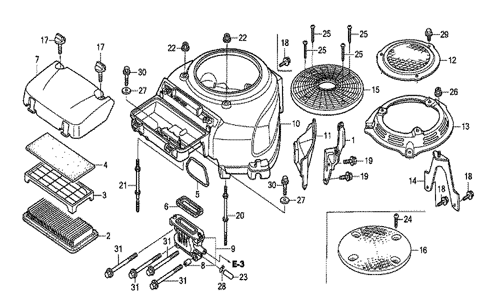 Fig-0 Diagram and Parts List for GXV530 U3-1070150 Honda Engine