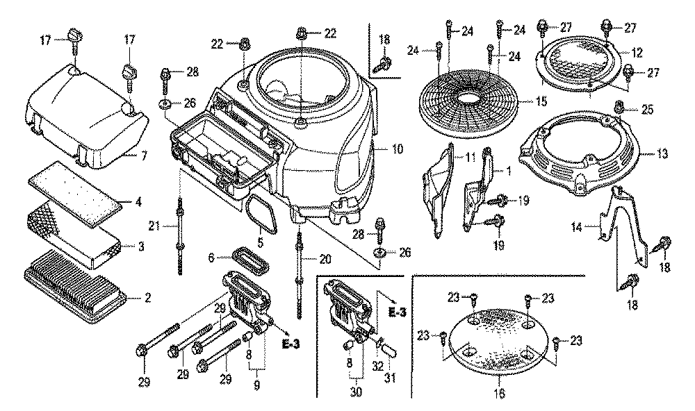 Fig-0 Diagram and Parts List for GCV530U Type CEE9 Honda Engine