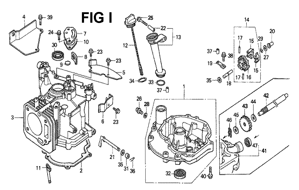 Fig-10 Diagram and Parts List for GXV140 Type N1U Honda Engine