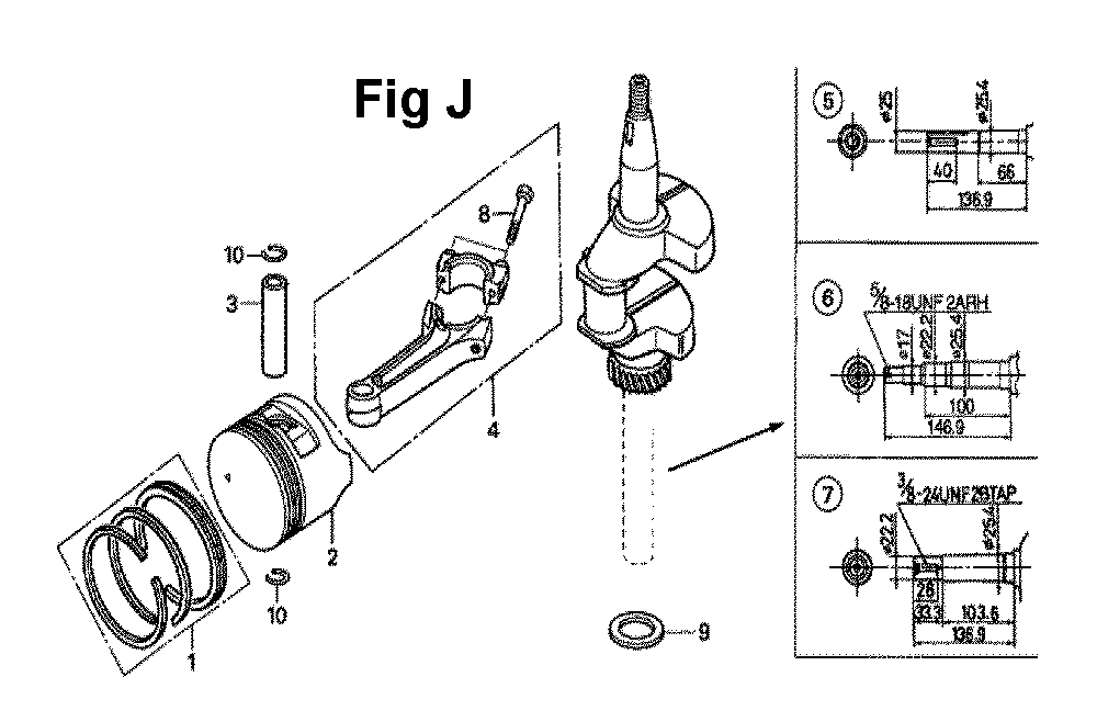 Fig-5 Diagram and Parts List for GXV160UA1 Type T1AH Honda Engine