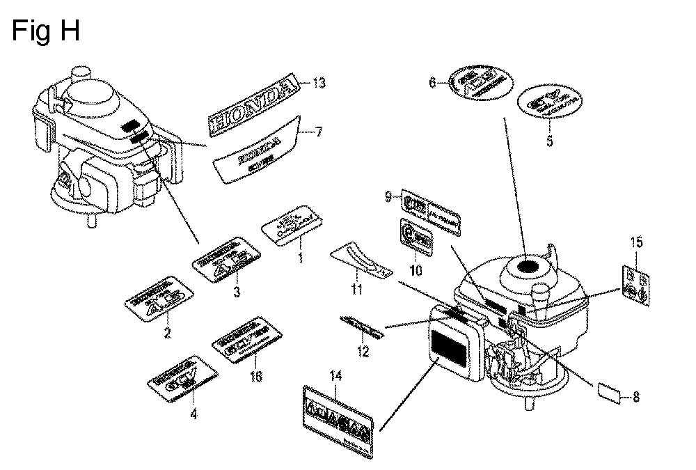 Fig-8 Diagram and Parts List for GCV135 Type N7E2 Honda Engine