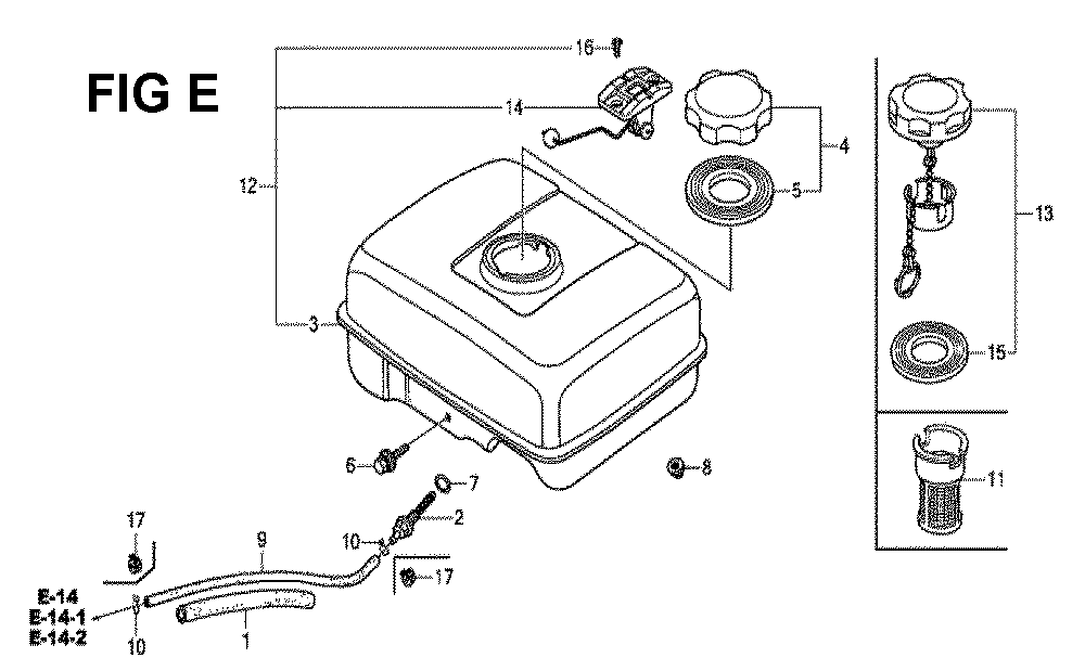 Fig-13 Diagram and Parts List for GX160H1 Type QX3 Honda Engine
