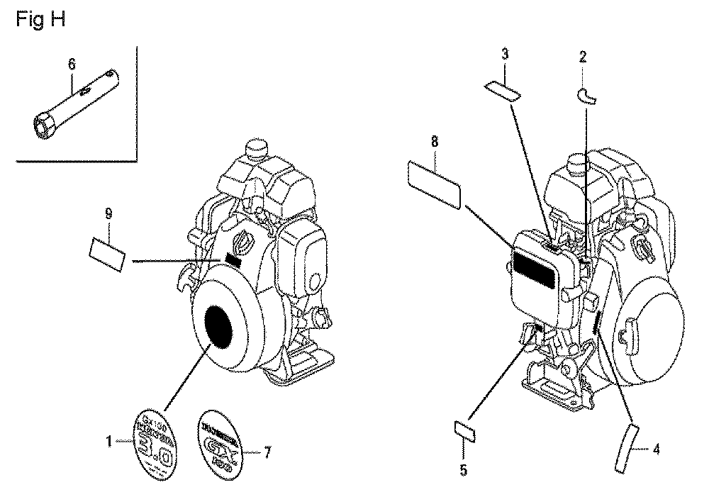 Fig-8 Diagram and Parts List for GX100U Type QA2 Honda Engine