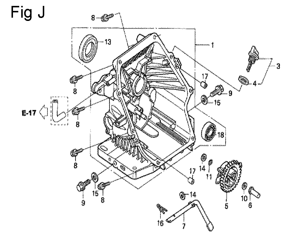 Fig-10 Diagram and Parts List for GC190A Type QHU Honda Engine