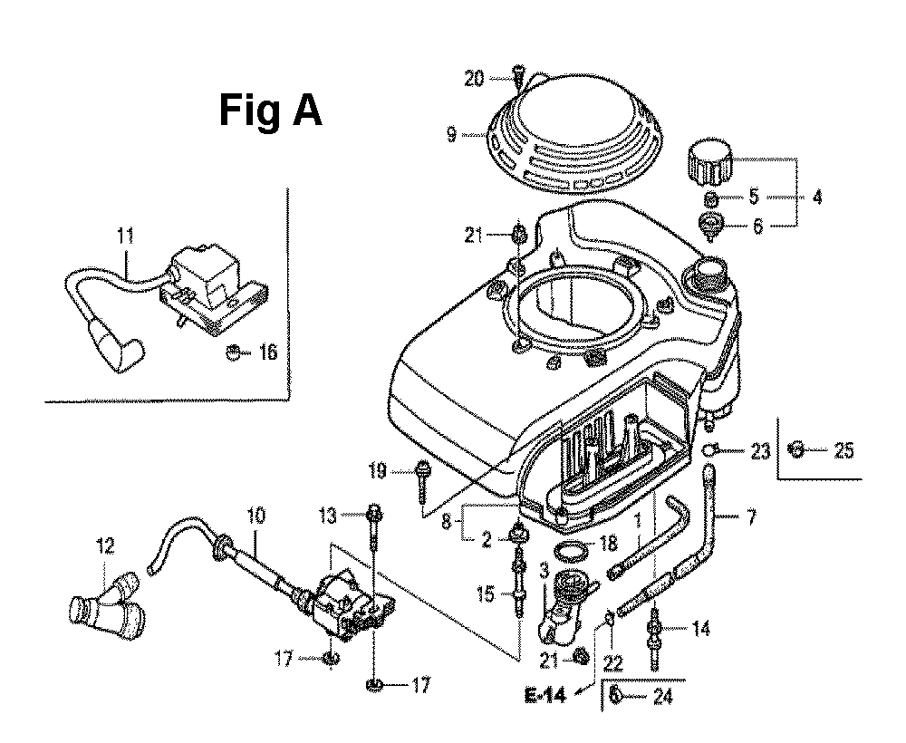 Fig-3 Diagram and Parts List for GXV160UA1 Type A12 Honda Engine
