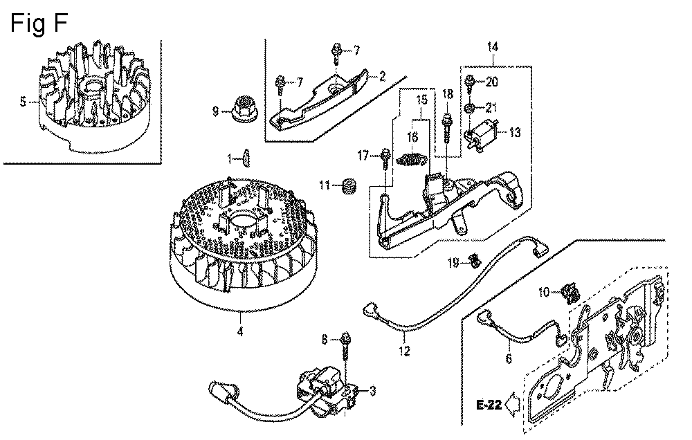Fig-6 Diagram and Parts List for GCV135 Type A2R Honda Engine