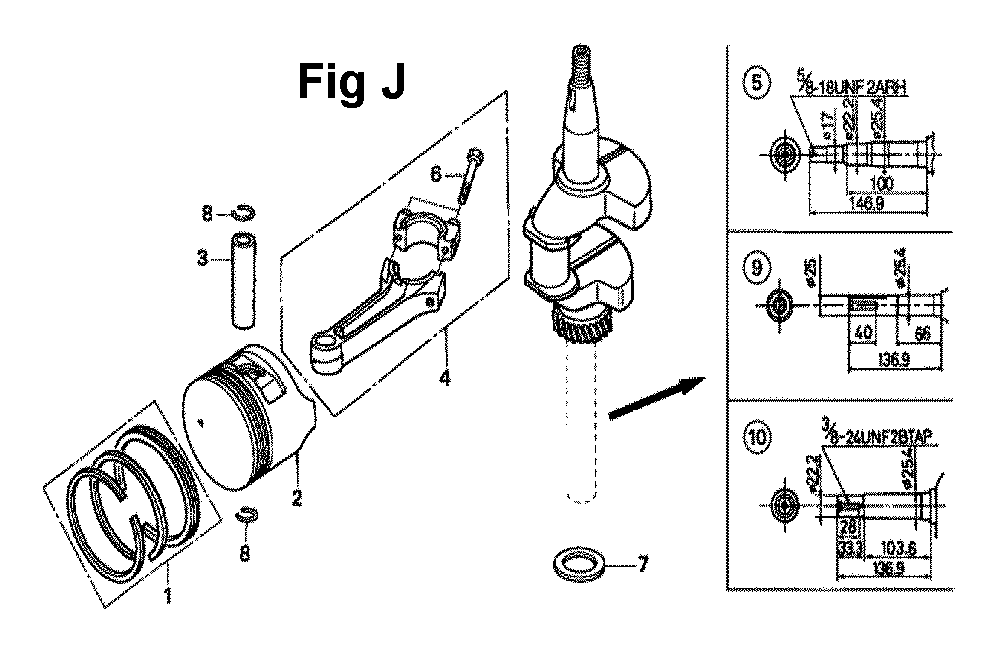 Fig-7 Diagram and Parts List for GXV160A1 Type A1T Honda Engine