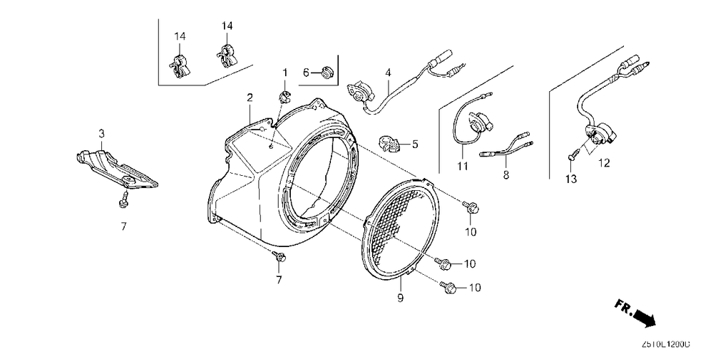 Fan Cover (1) Diagram and Parts List for GX390UT2 (Type  QAE2/A)(GCBCT-3000001 - 9999999) Honda Engine