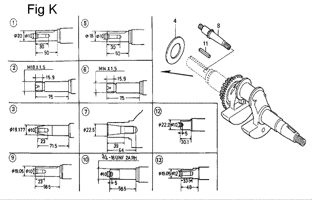 Fig-11 Diagram and Parts List for GC135 Type SHE5 Honda Engine