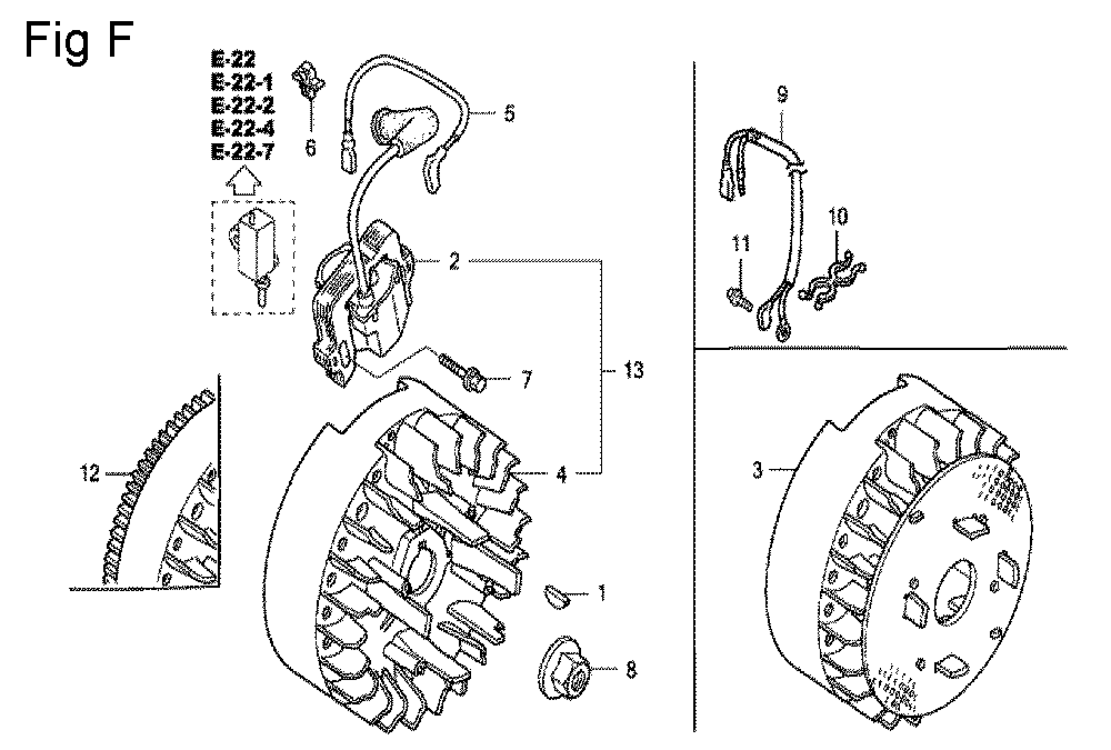 Fig-6 Diagram and Parts List for GC135 Type VHE Honda Engine