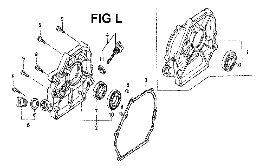 Fig-5 Diagram and Parts List for GX160H1 Type QXBRA Honda Engine